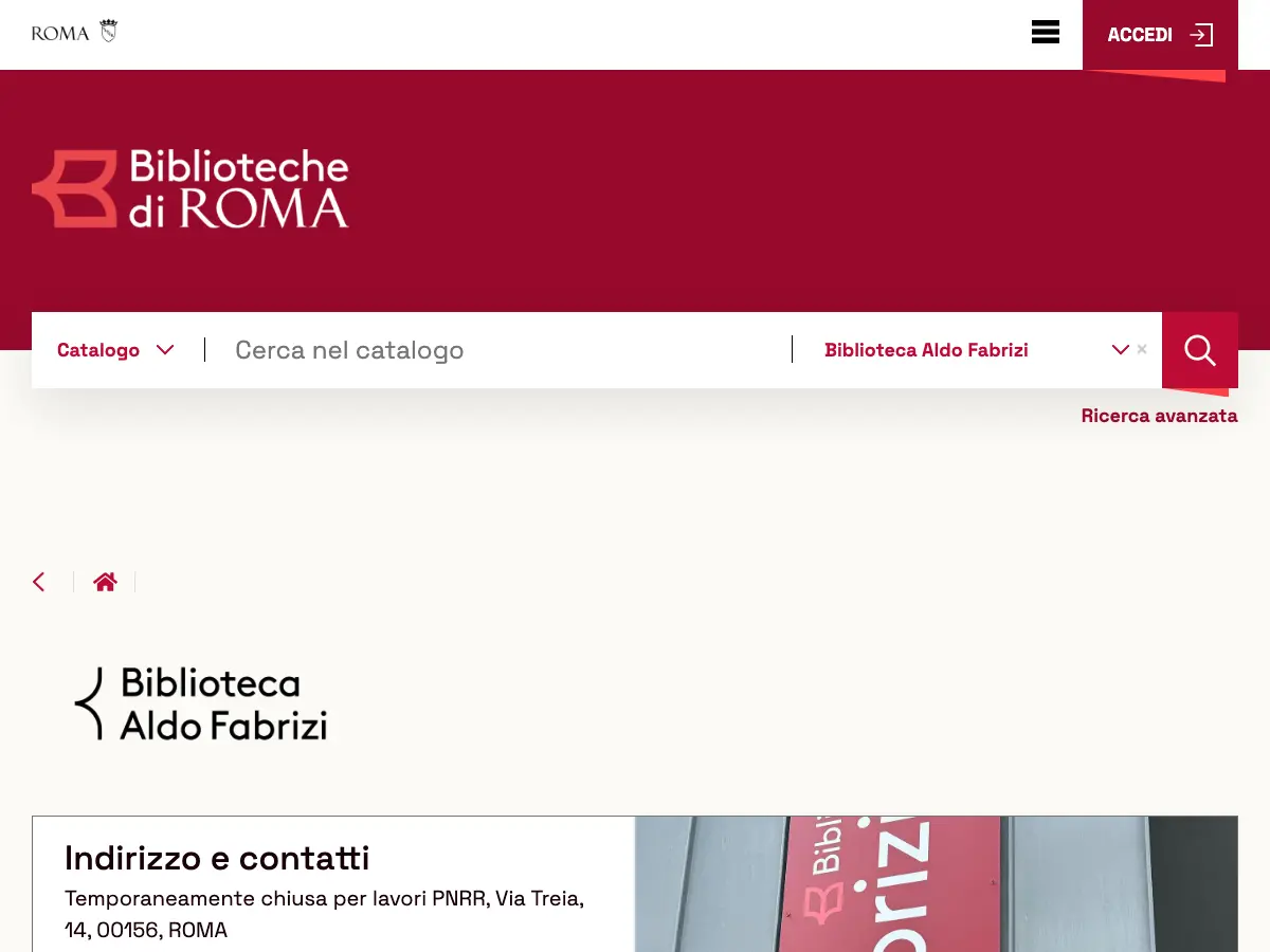 Library Cultural Center Aldo Fabrizi's website