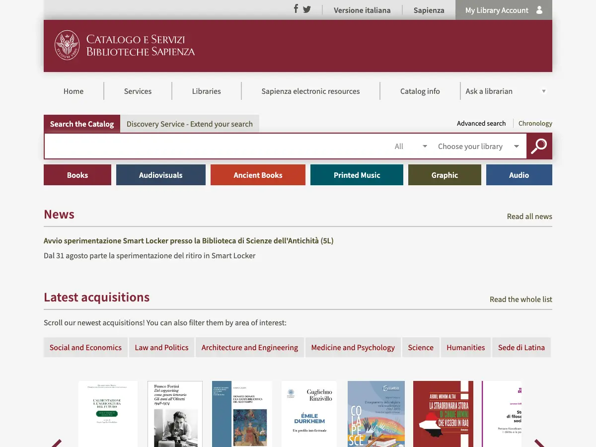 Biblioteca di Filosofia - Università di Roma La Sapienza's website