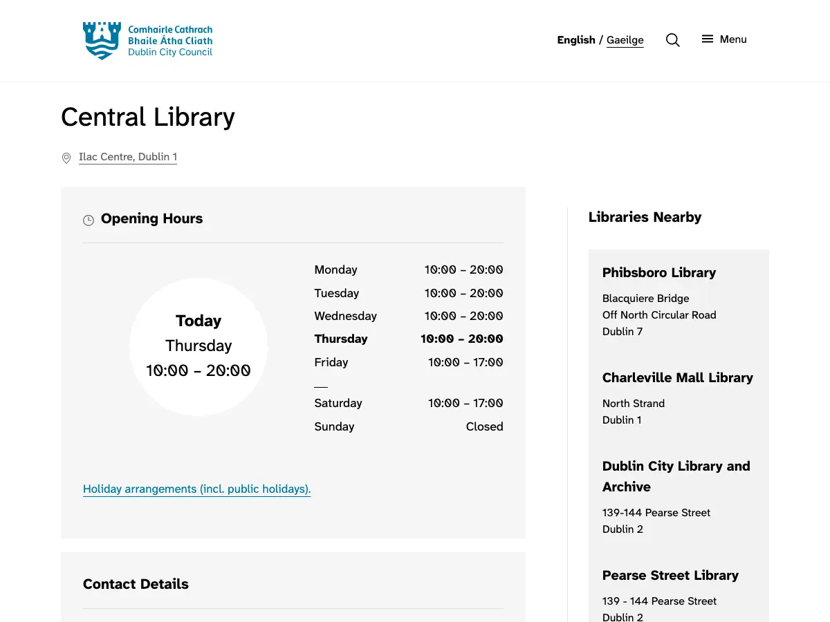 Central Library's website