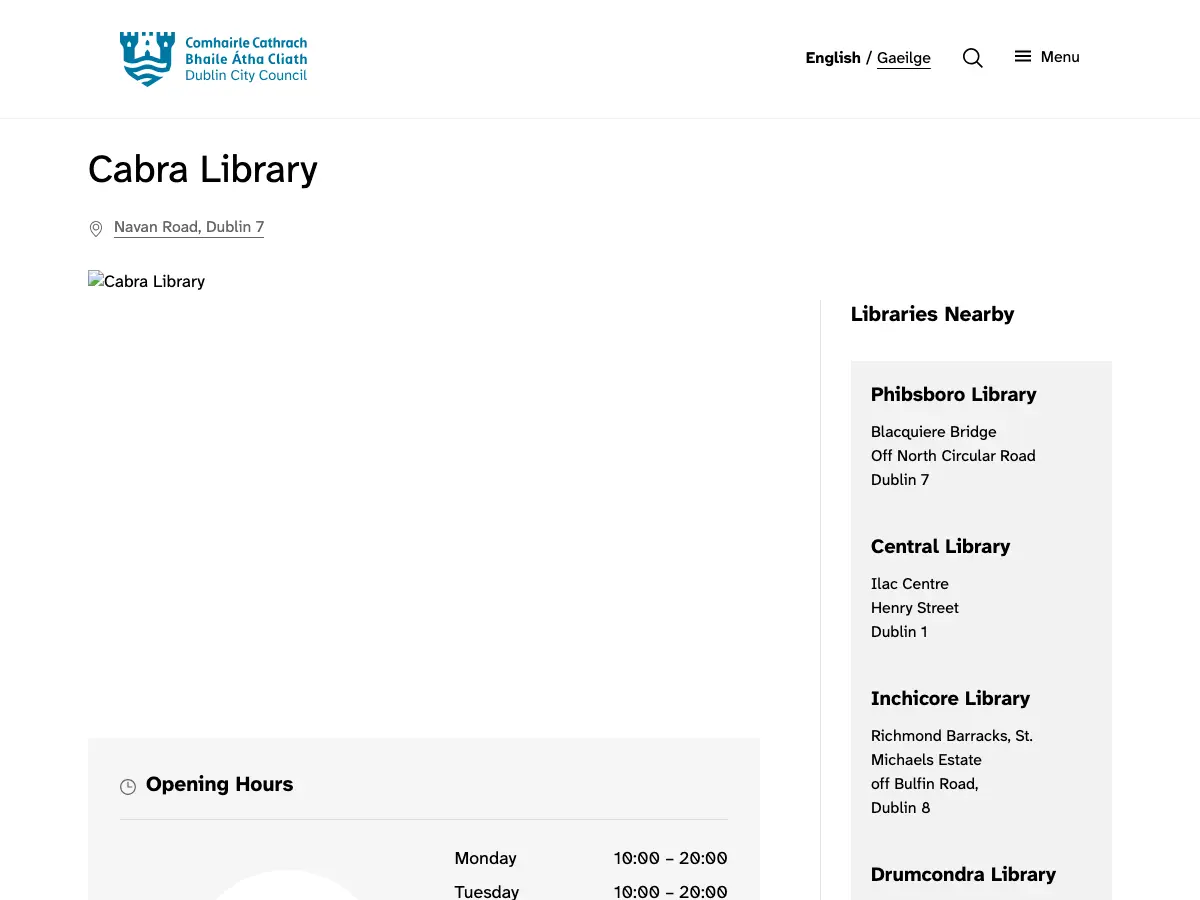Cabra Library's website