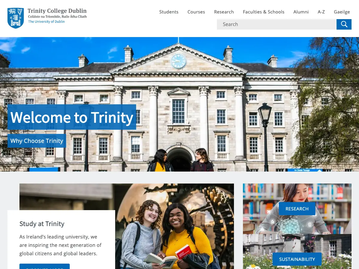 Ussher Library's website