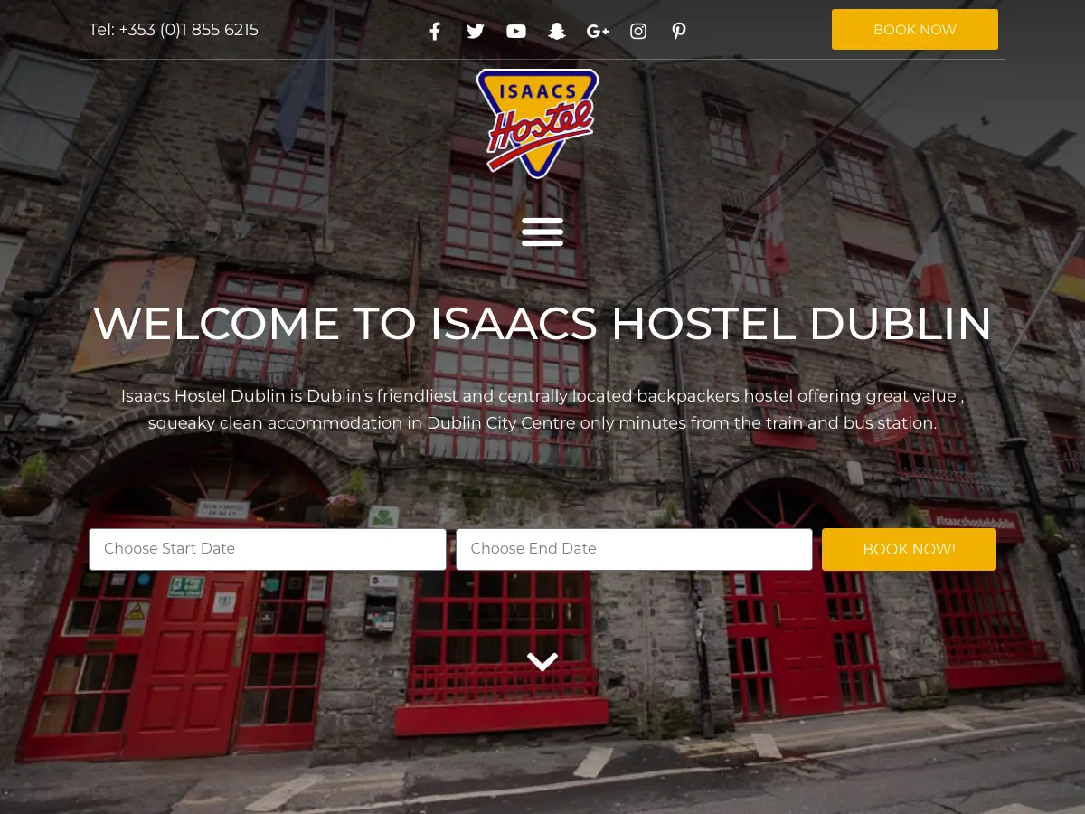 Isaacs Hostel's website