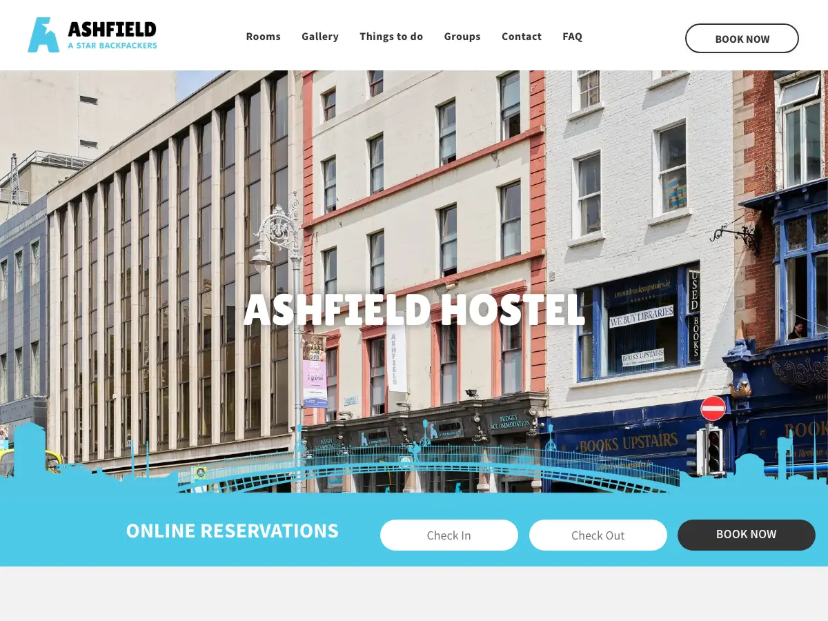 Ashfield Hostel's website