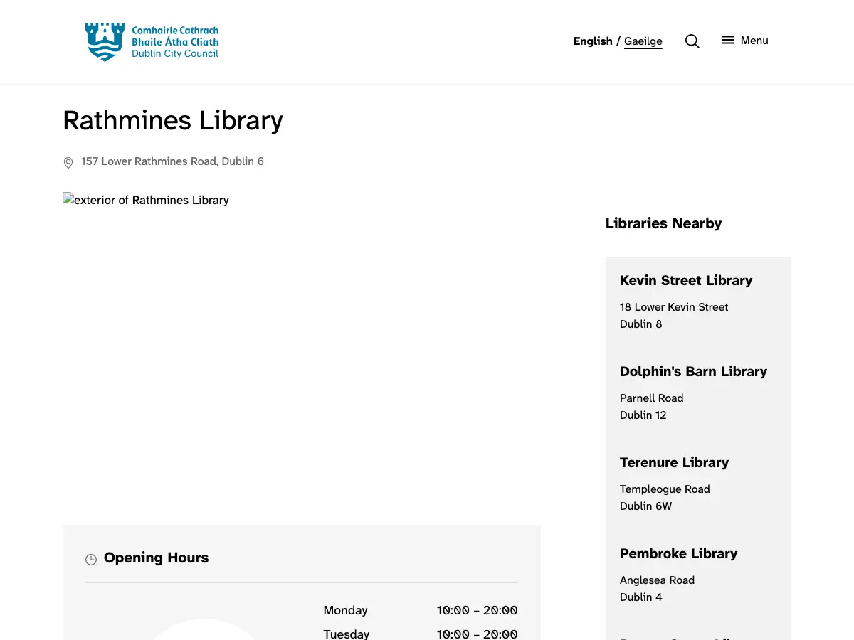 Rathmines Library's website
