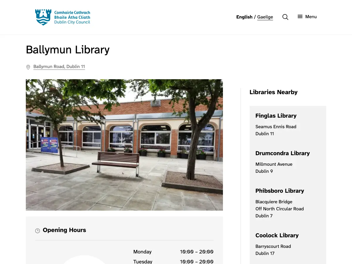 Ballymun Library's website