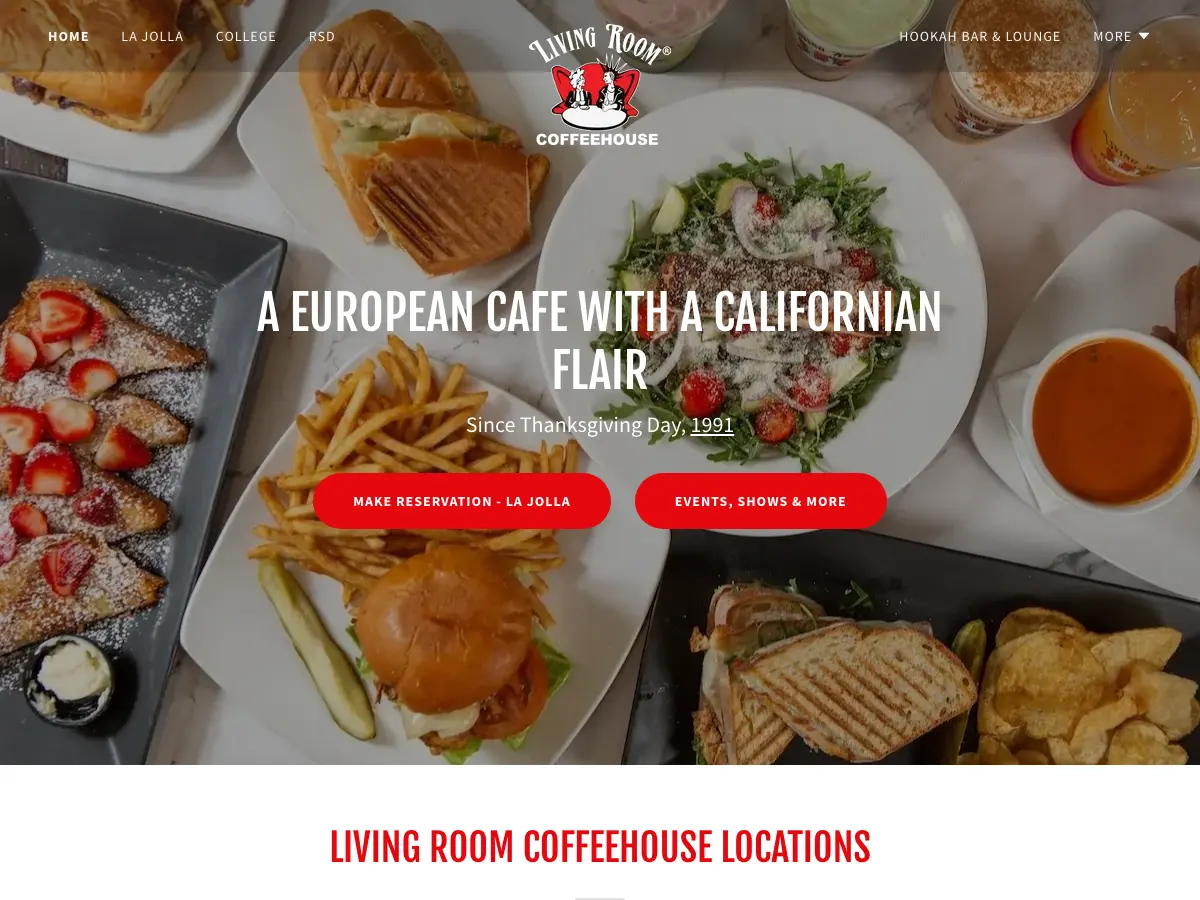 The Living Room Cafe's website