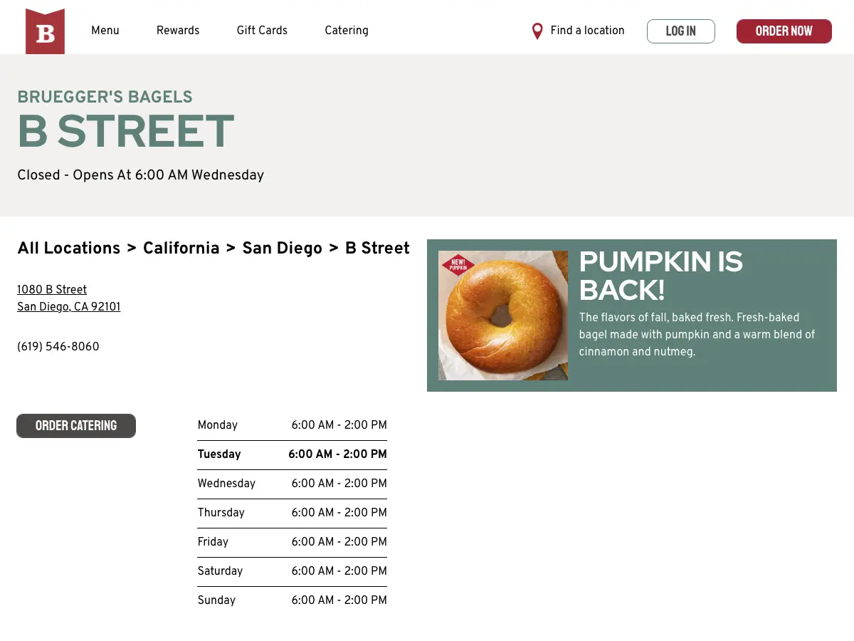 Bruegger's Bagels's website