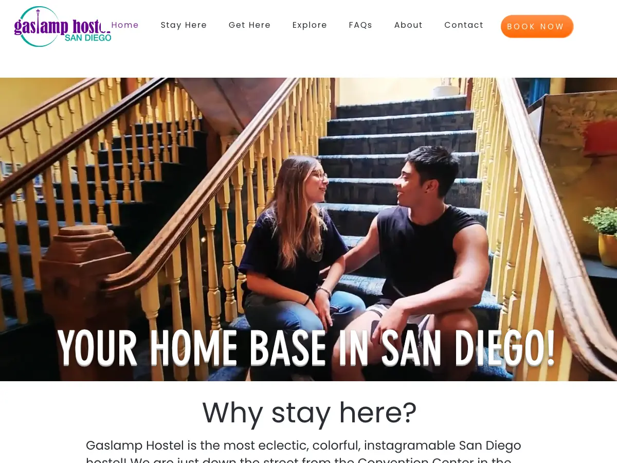 Gaslamp Hostel San Diego's website