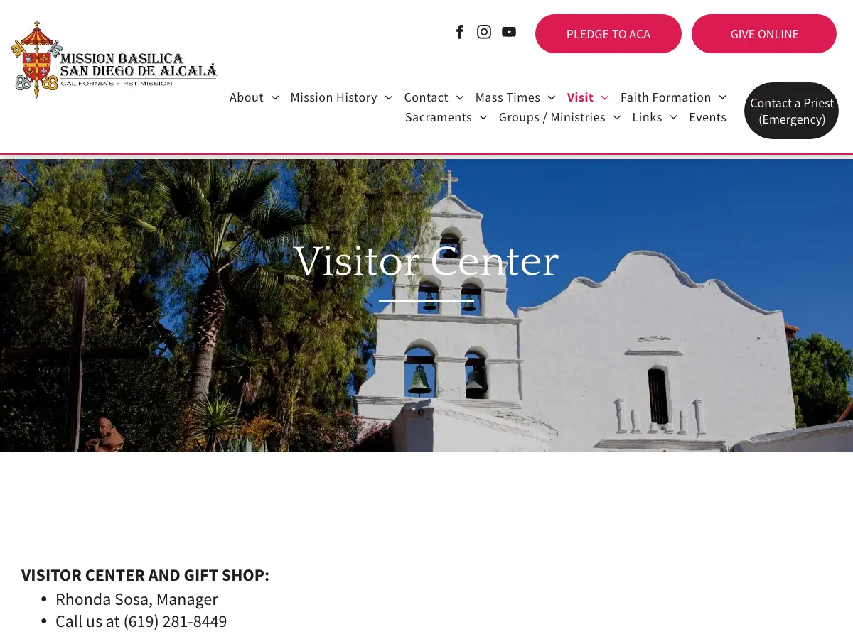 Mission San Diego Library's website