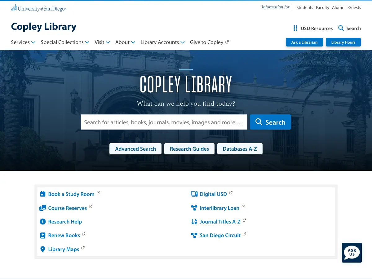Copley Library's website