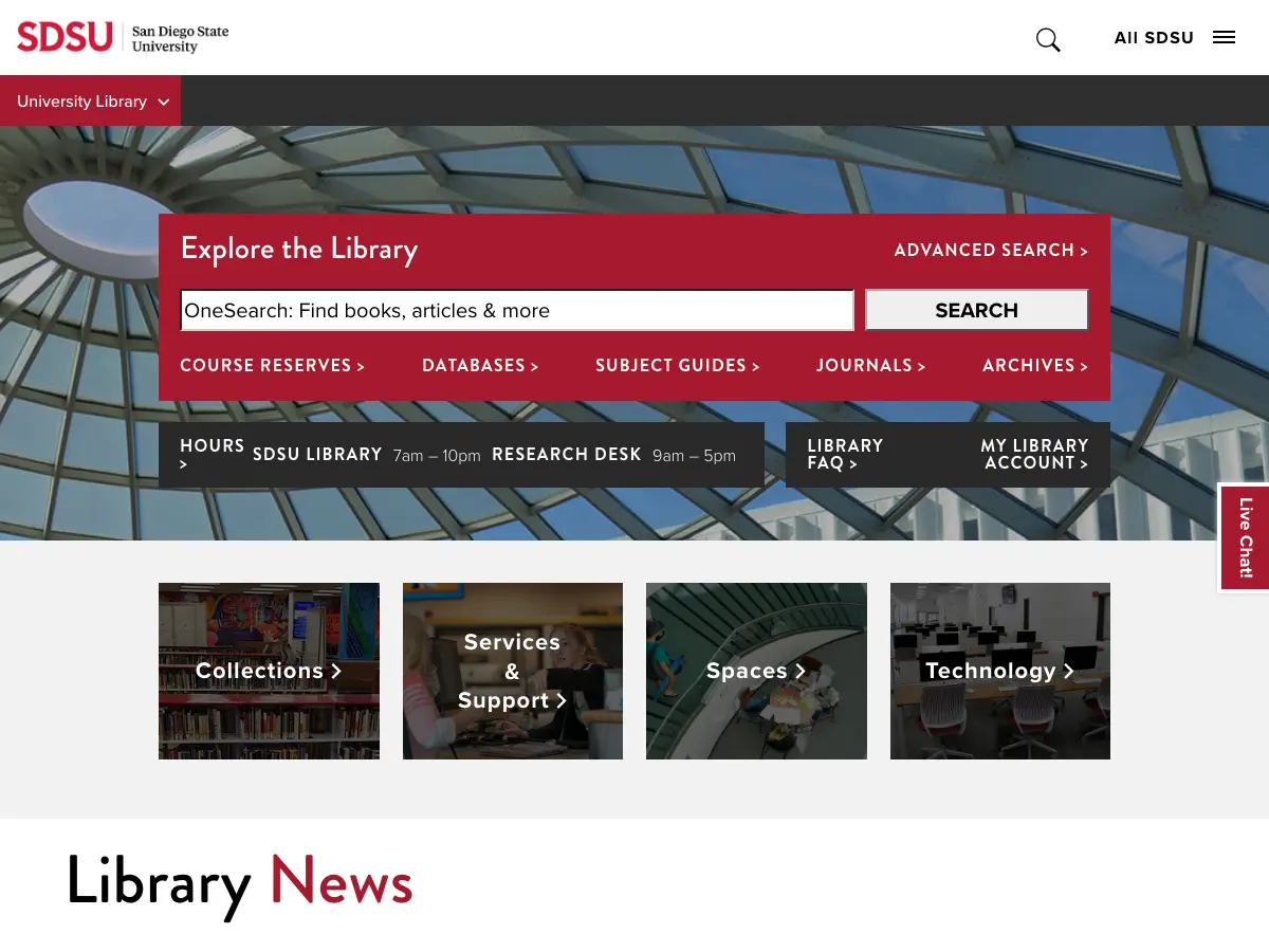 SDSU Library's website