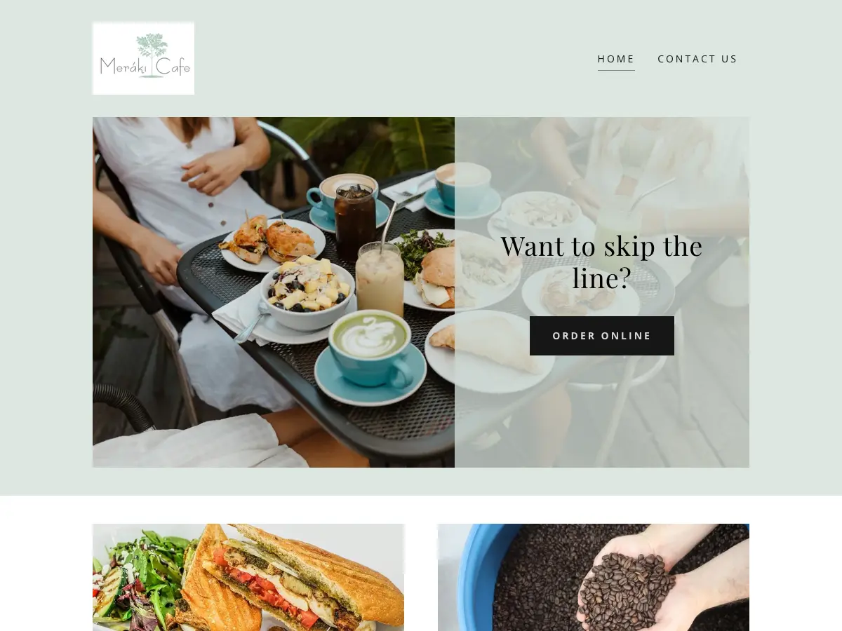 Meraki Café's website