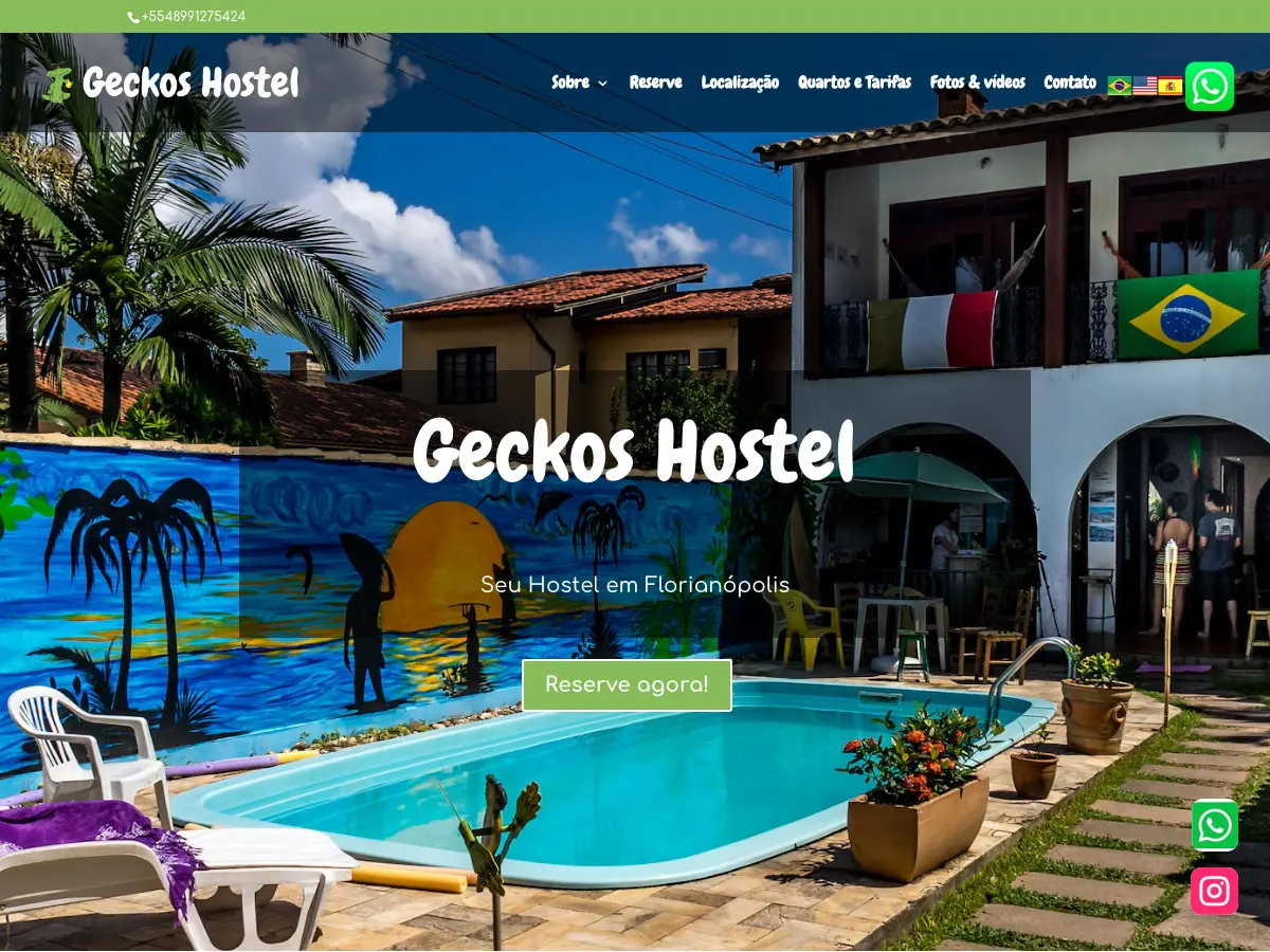 Geckos Hostel's website