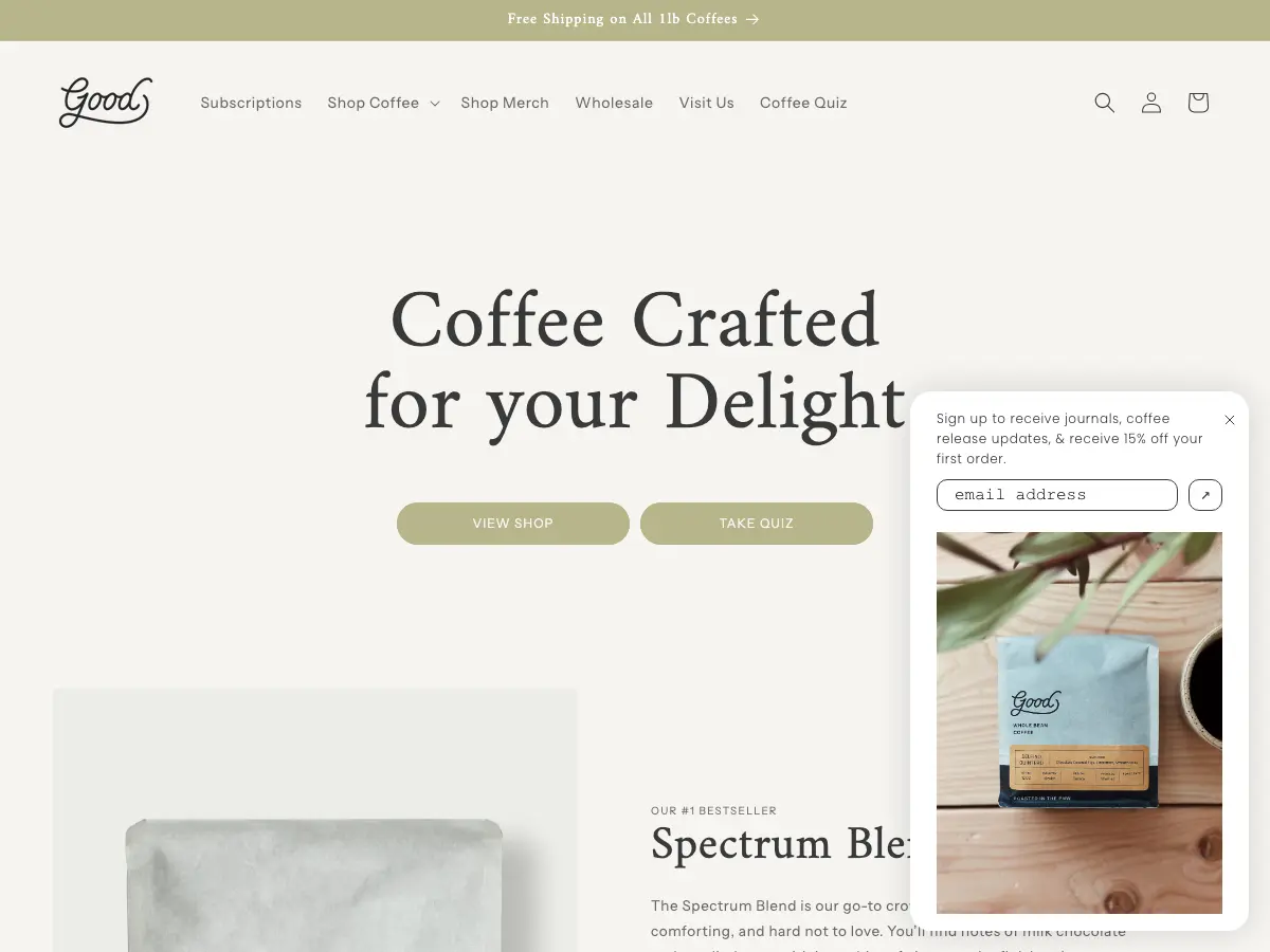 Good Coffee's website