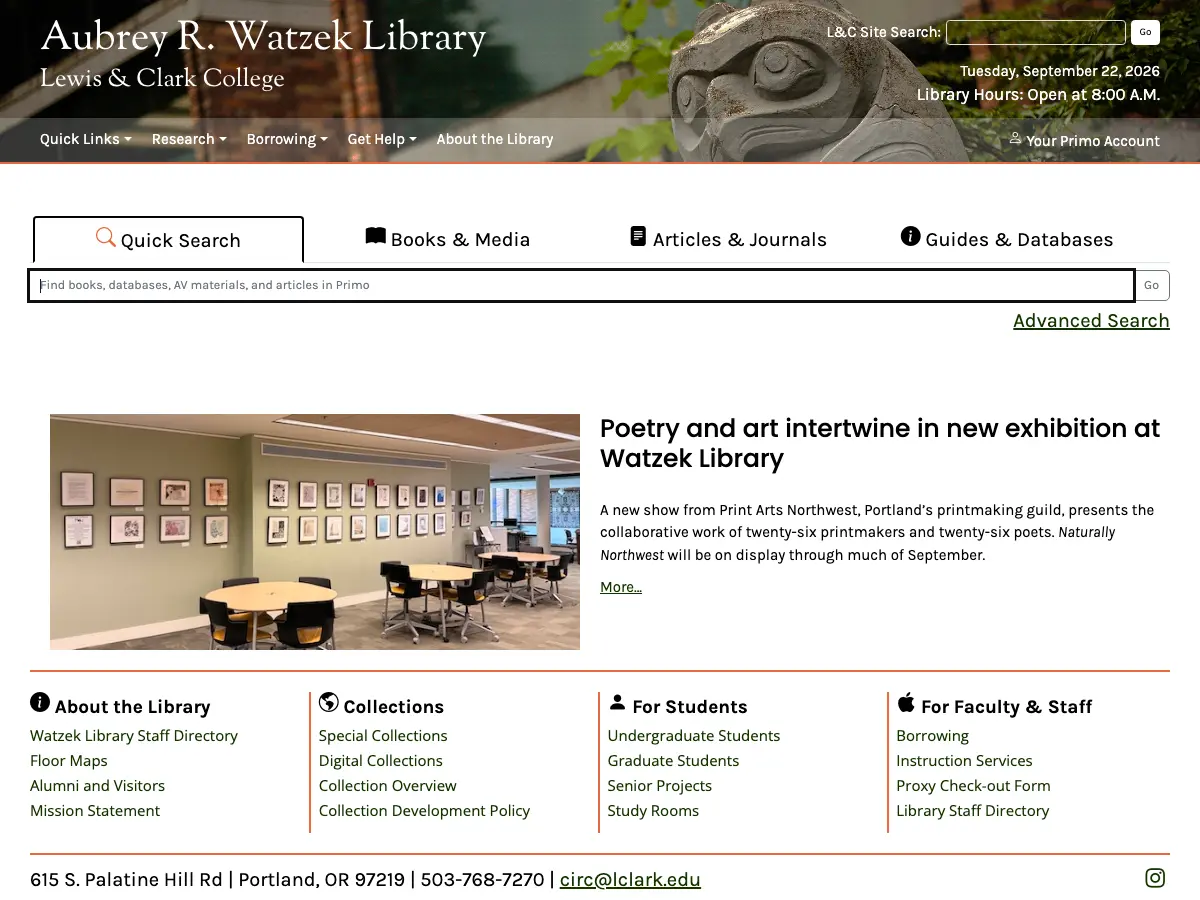 Watzek Library's website