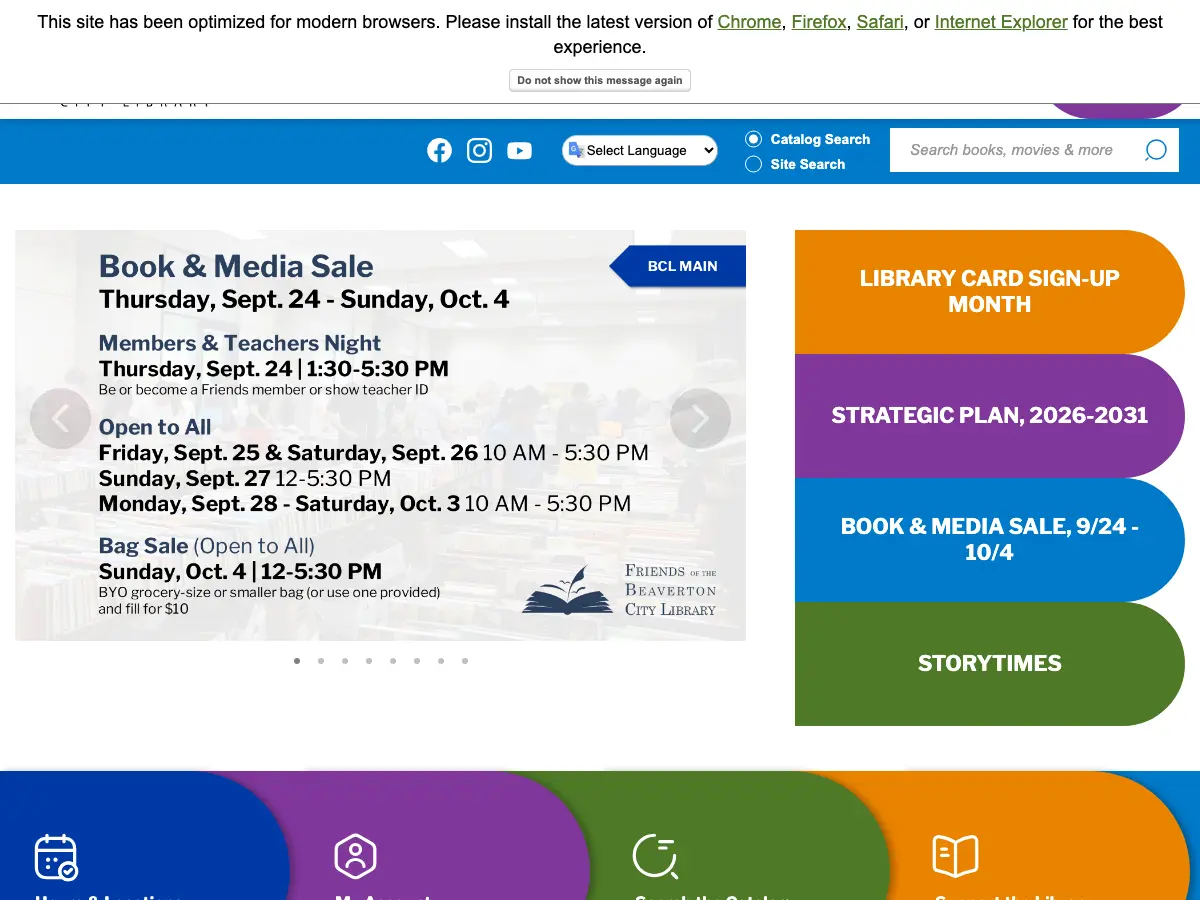 Beaverton City Library's website