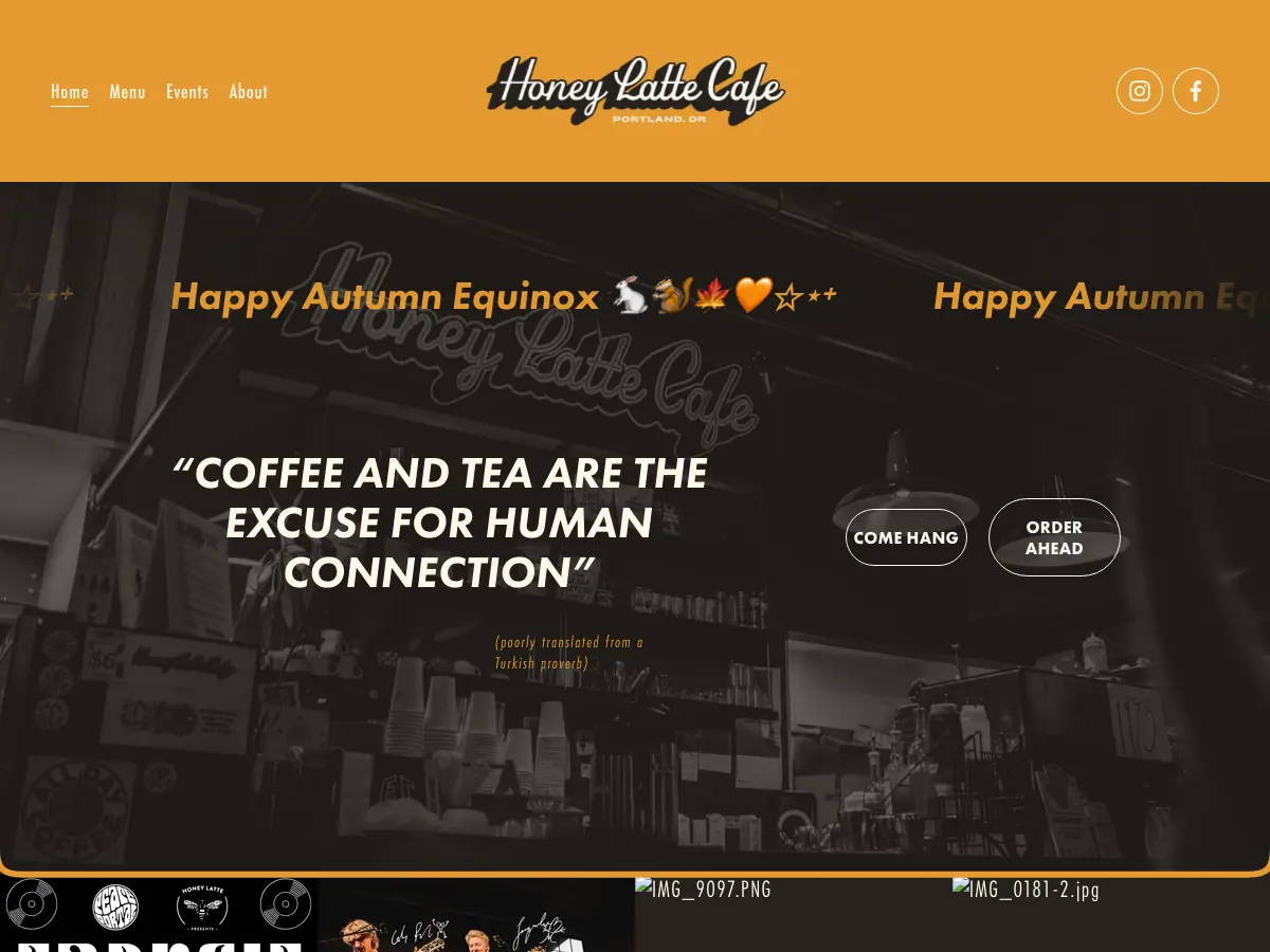 Honey Latte Cafe's website
