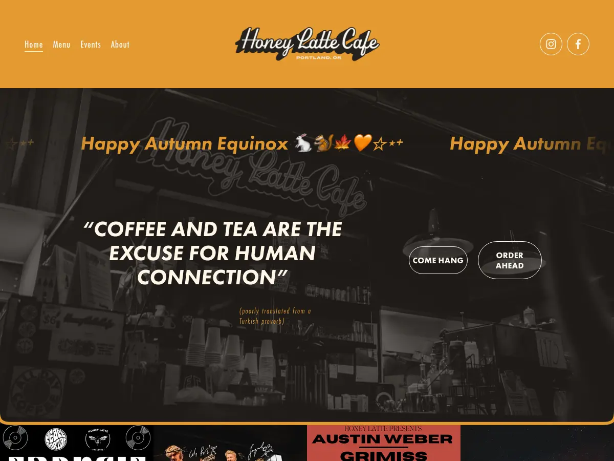 Honey Latte Cafe's website