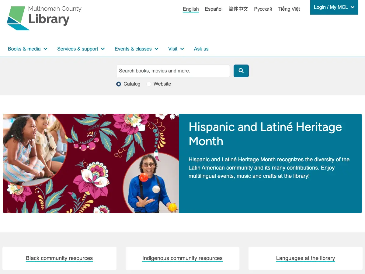 Central Library's website