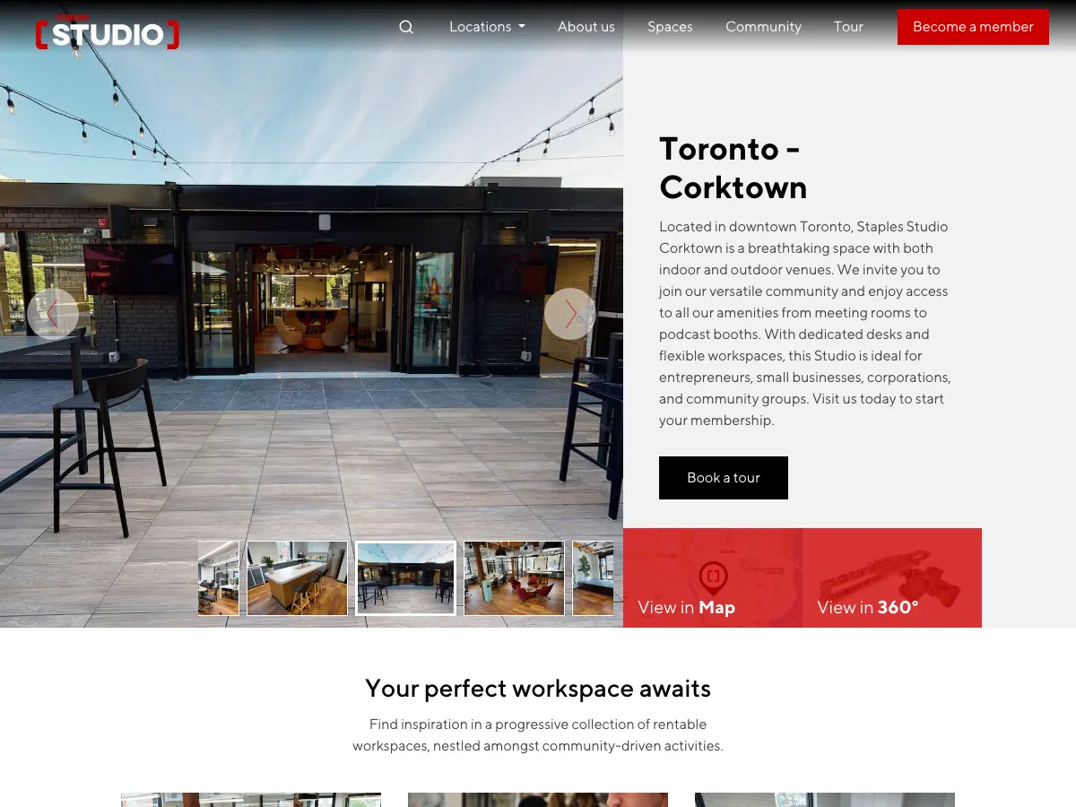 Staples Studio Corktown Coworking's website