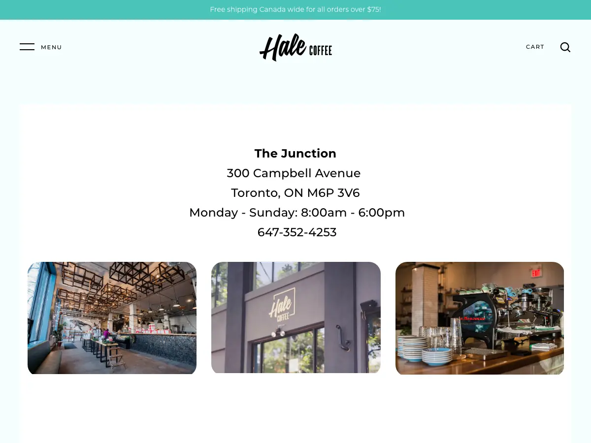 Hale Coffee's website
