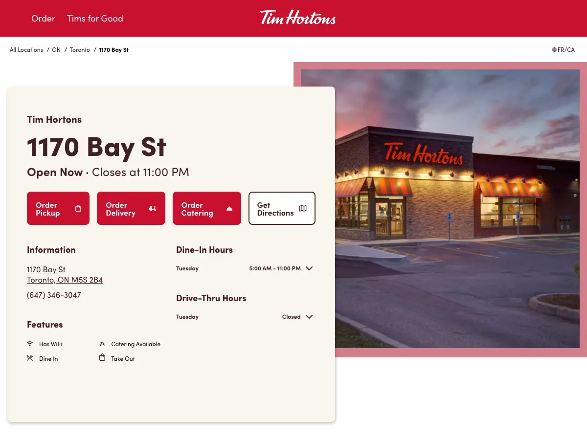 Tim Hortons's website