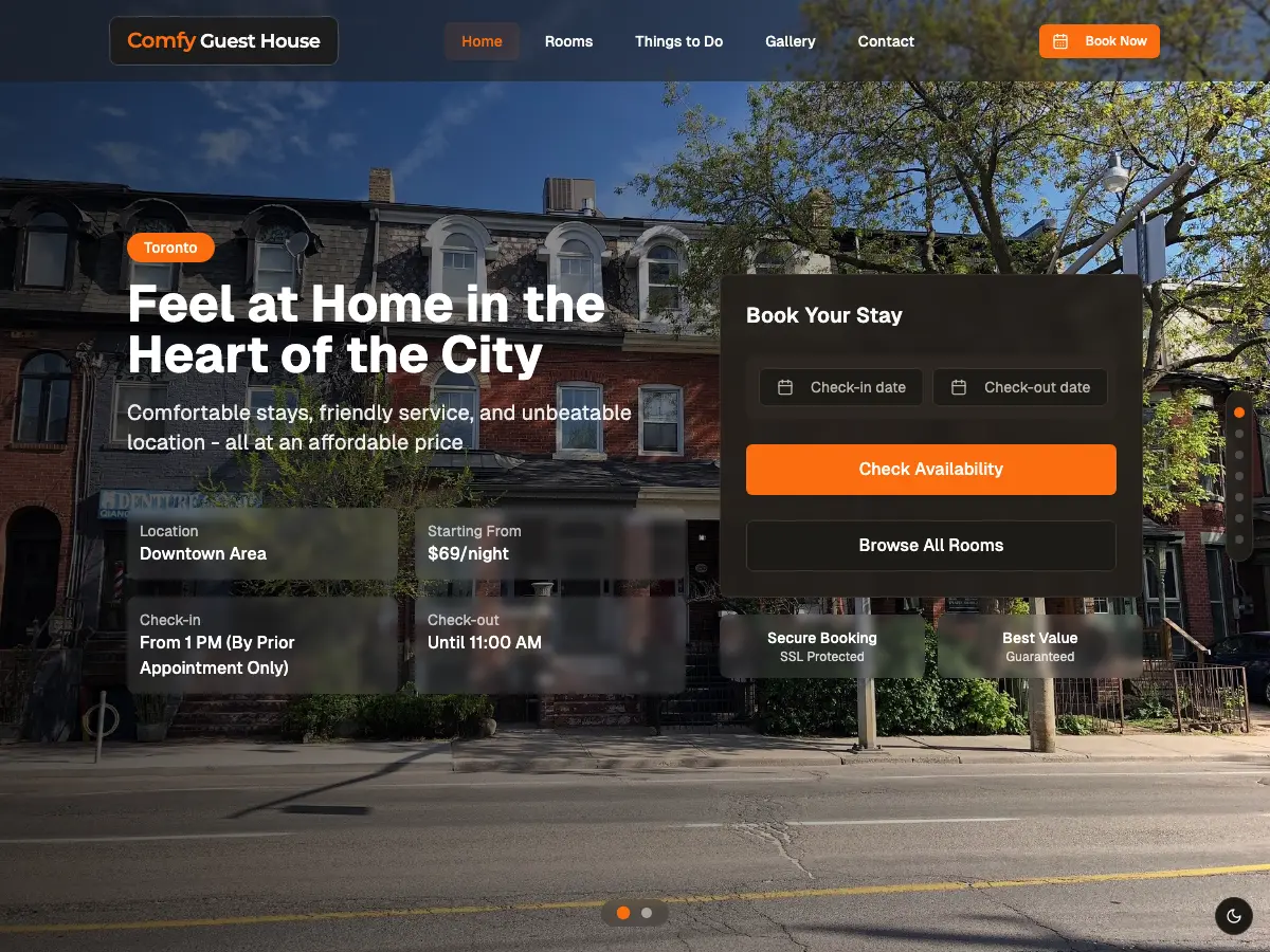 Comfy Guest House's website