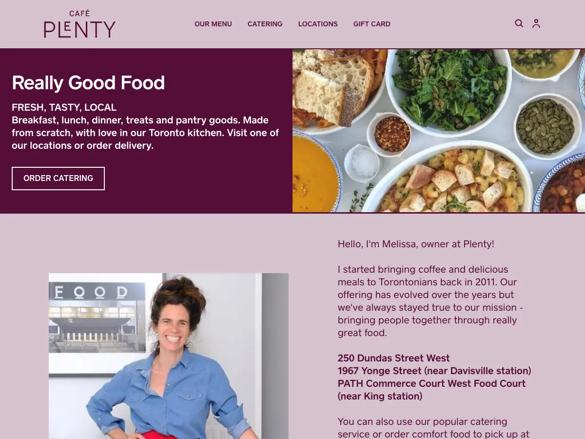 Café Plenty's website
