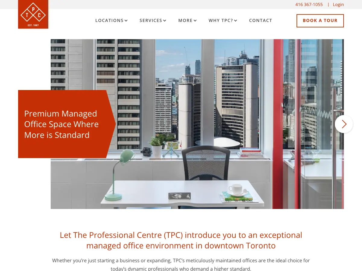 The Professional Centre's website