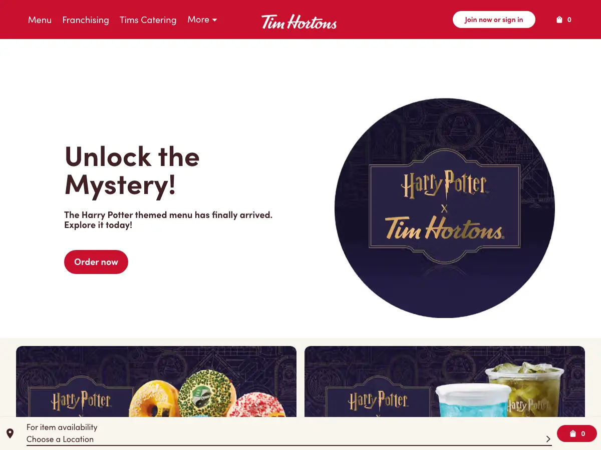 Tim Hortons's website