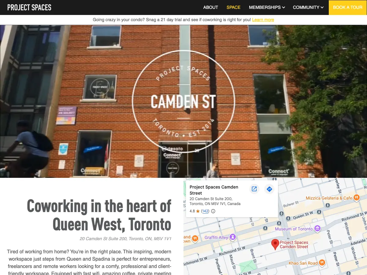Project Spaces Camden Street's website