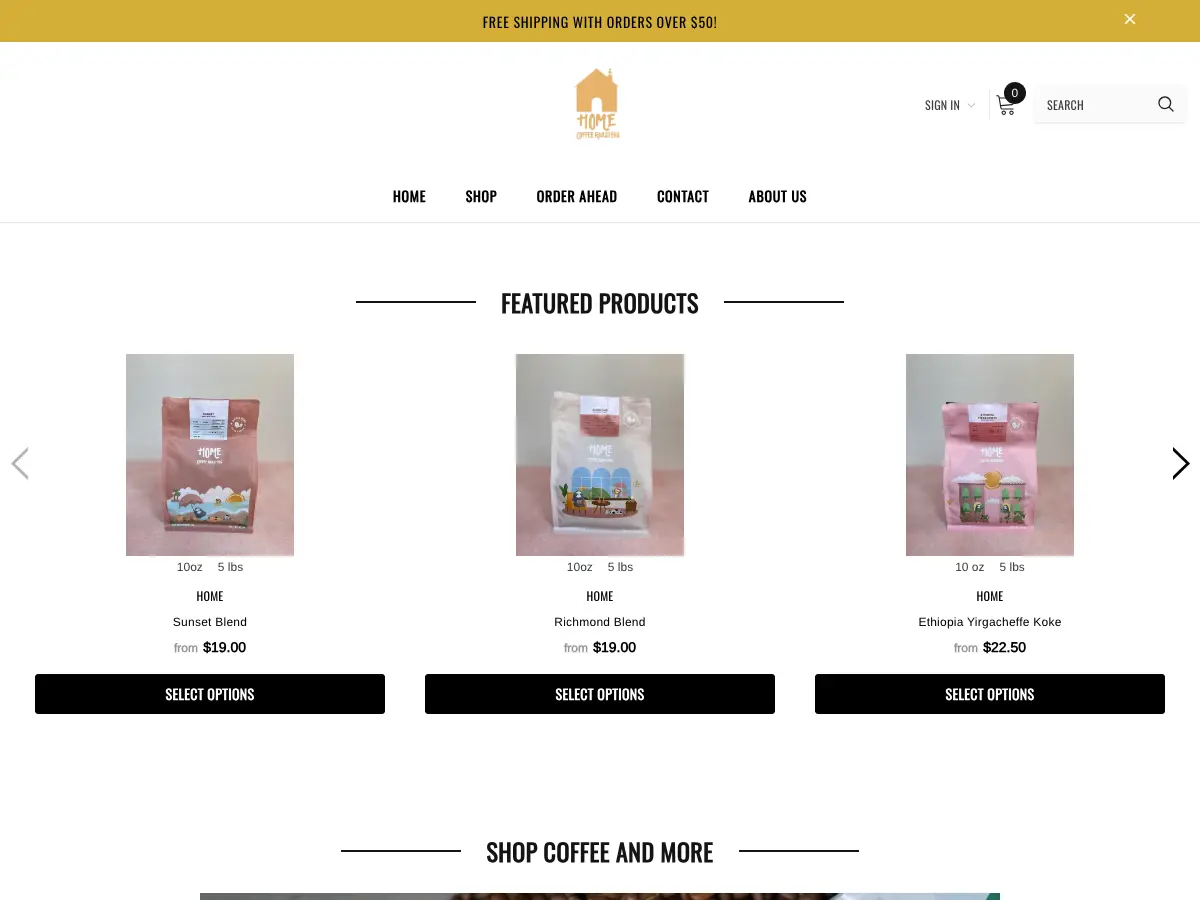Home Coffee Roasters's website