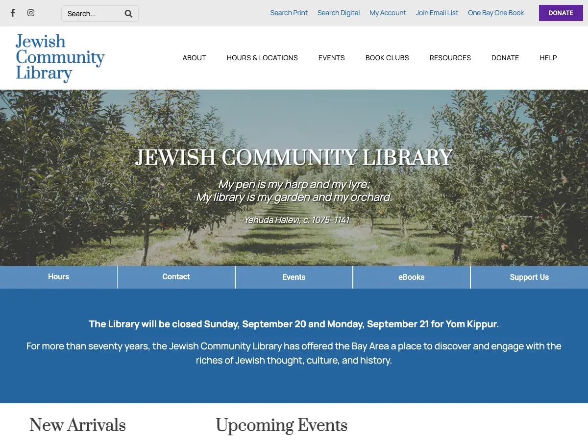 Jewish Community Library's website