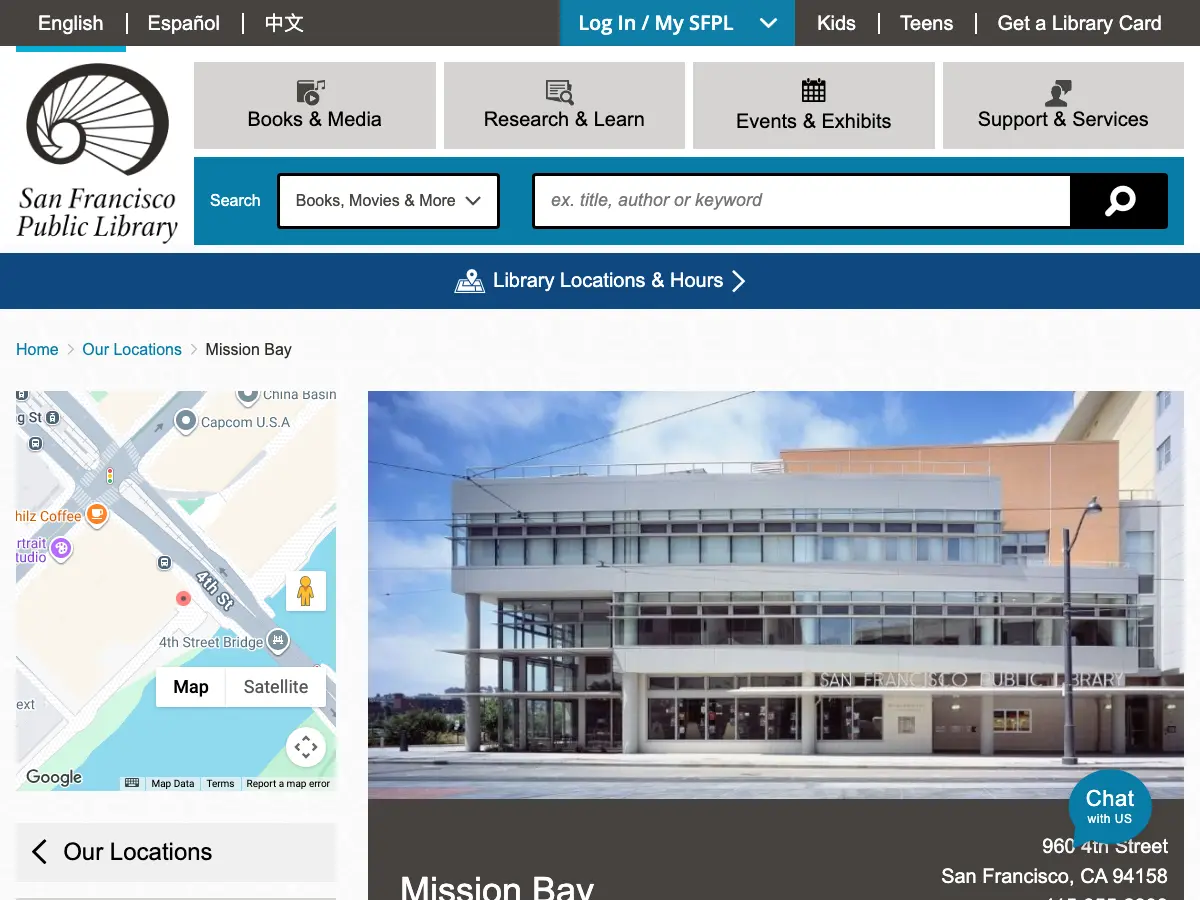 Mission Bay Branch Library's website