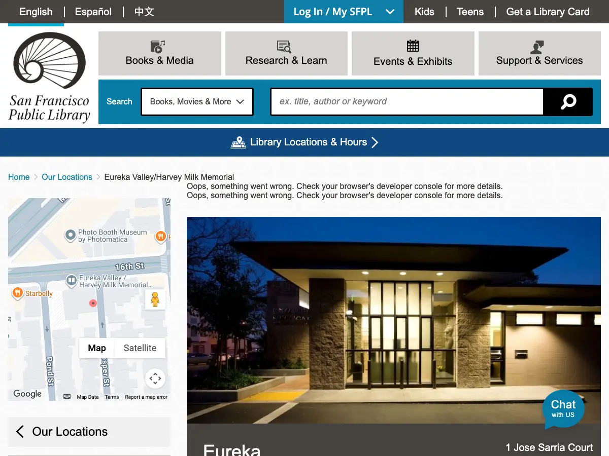 Eureka Valley Harvey Milk Memorial Branch Library's website