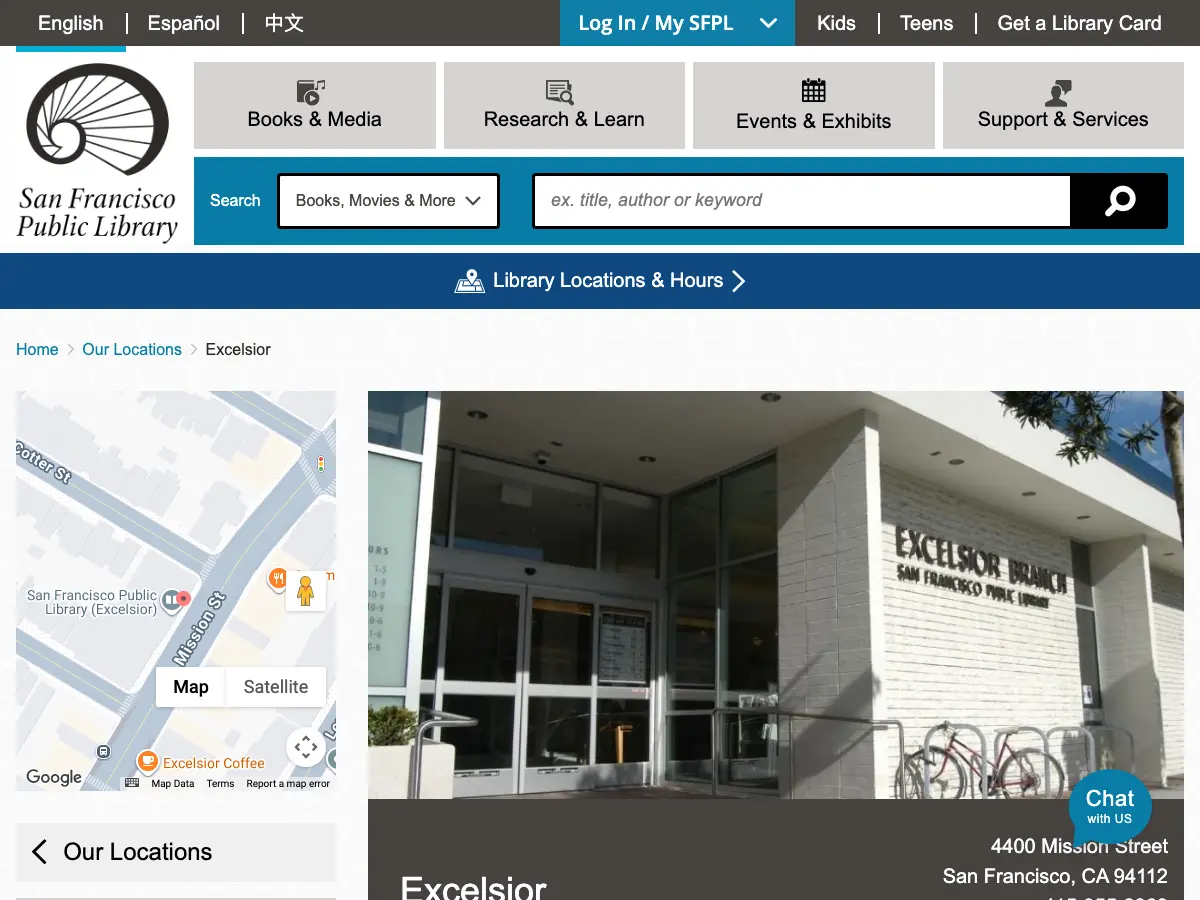 Excelsior Branch Library's website