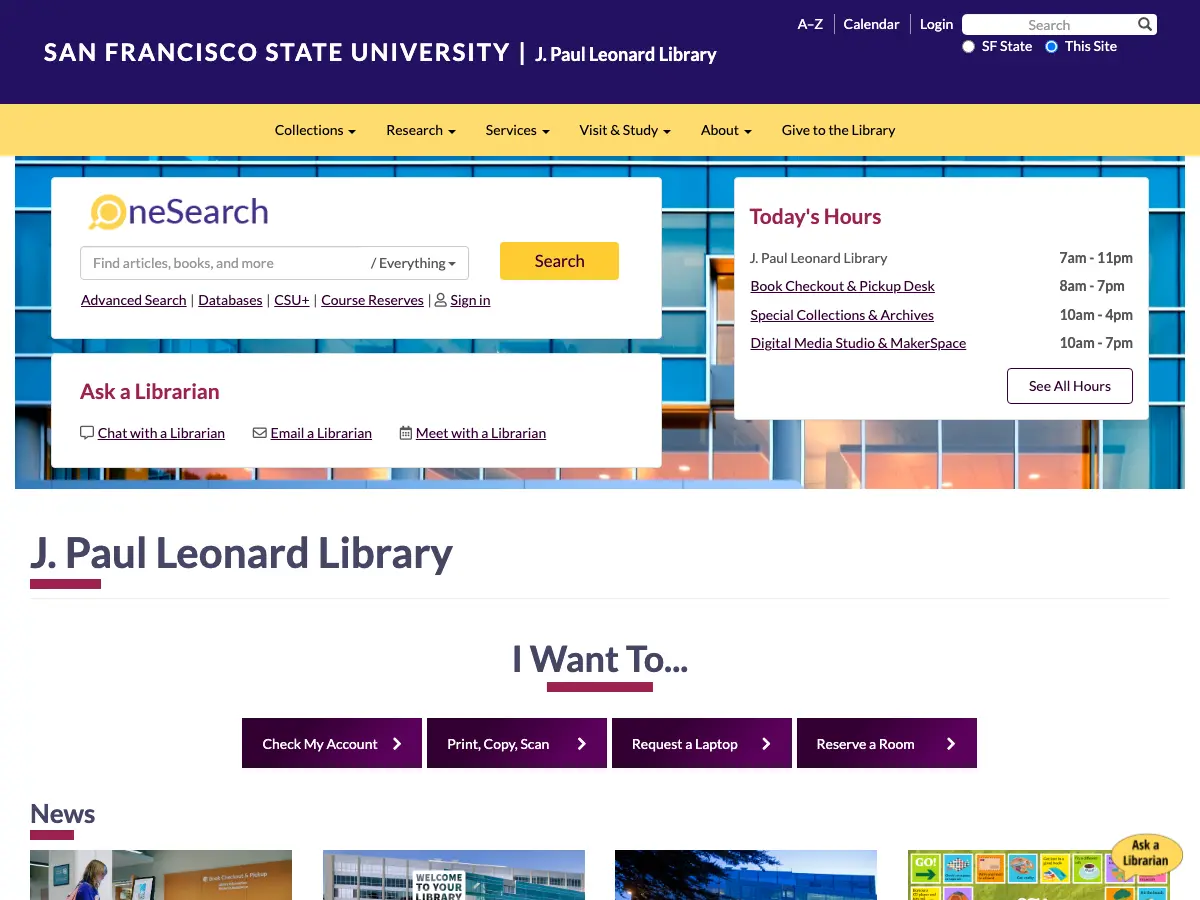 J. Paul Leonard Library's website