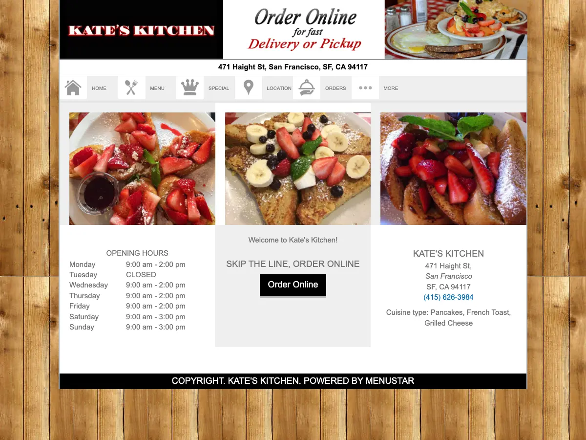 Kate's Kitchen's website