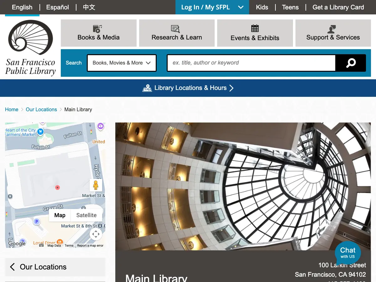 San Francisco Public Library - Main Library's website