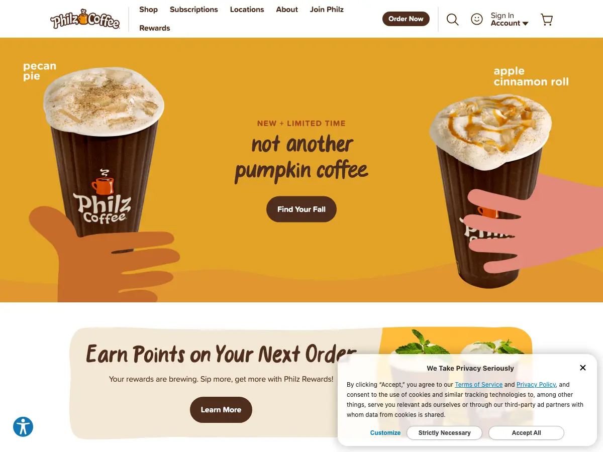 Philz Coffee's website