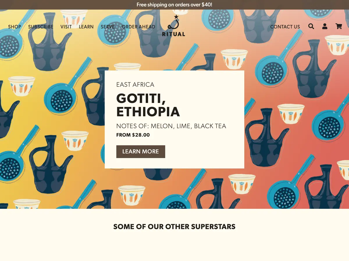 Ritual Coffee Roasters's website