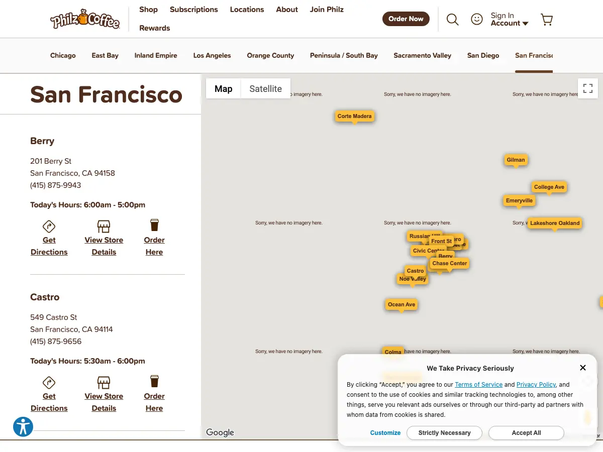 Philz Coffee's website