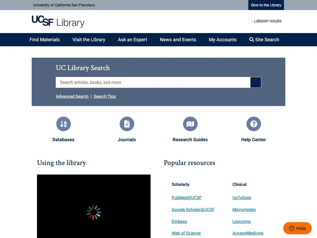 UCSF Mission Bay FAMRI Library's website