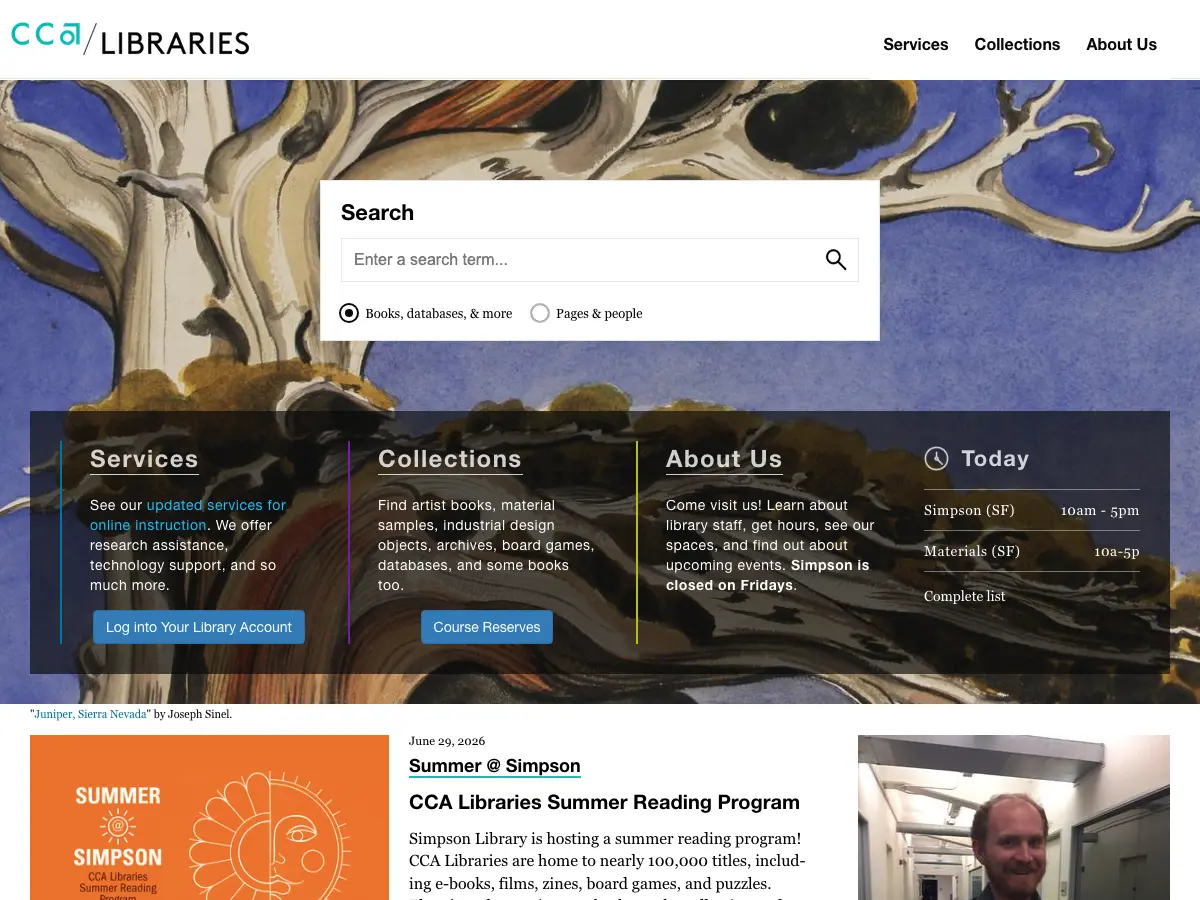 Simpson Library's website