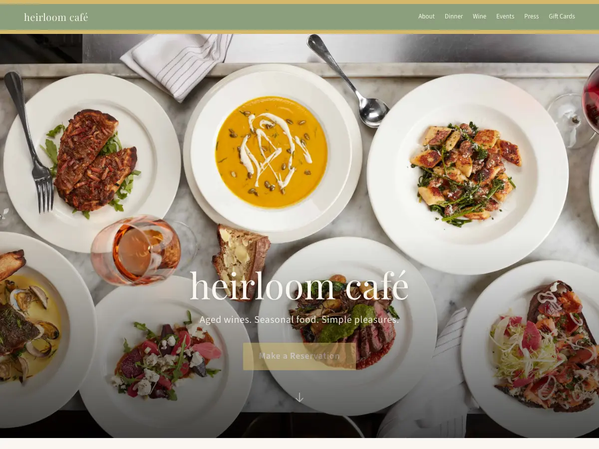 Heirloom Café's website