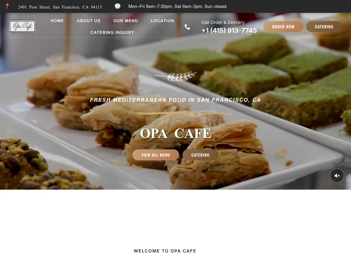 Opa Cafe's website