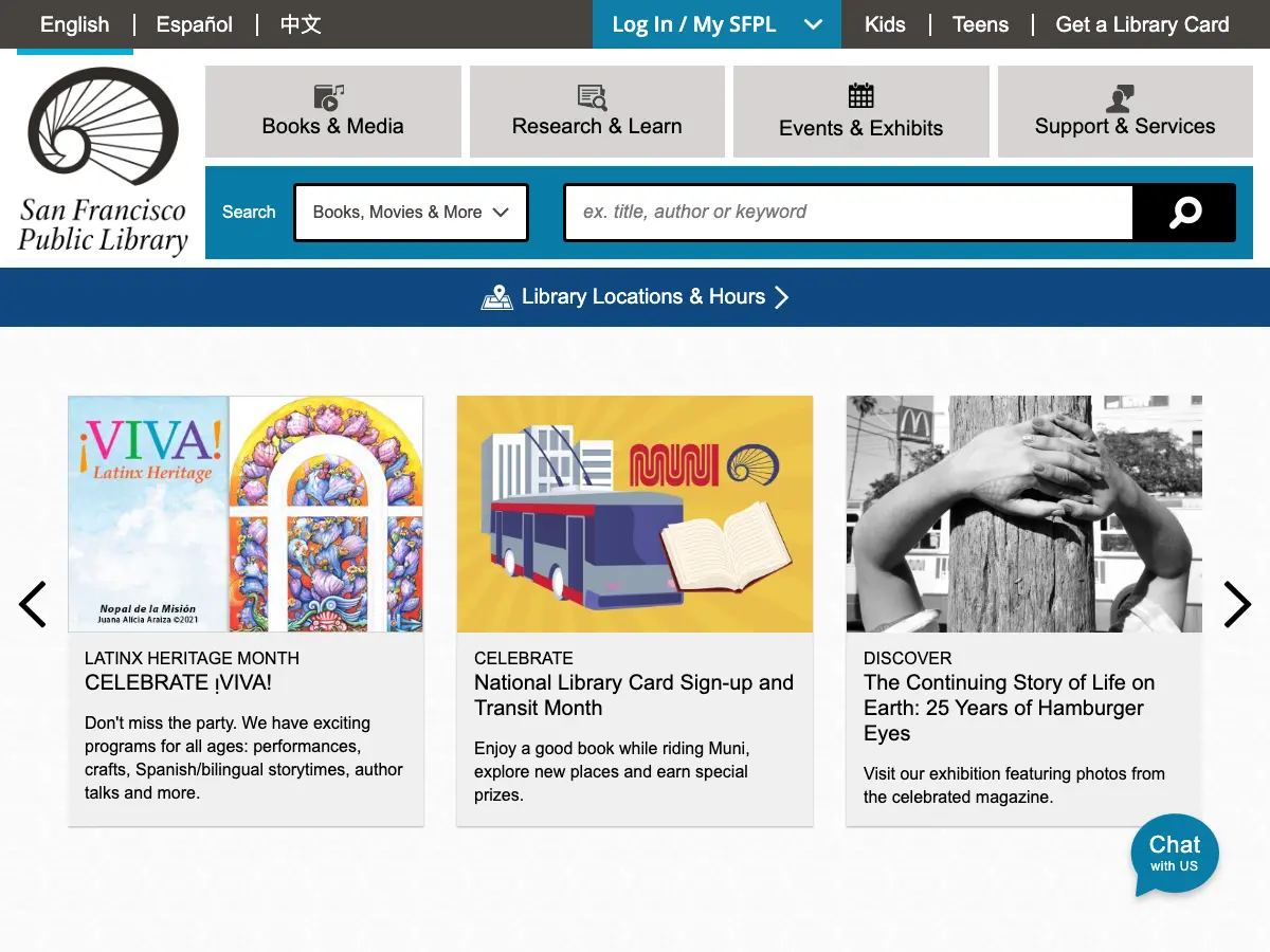 Anza Branch Library's website