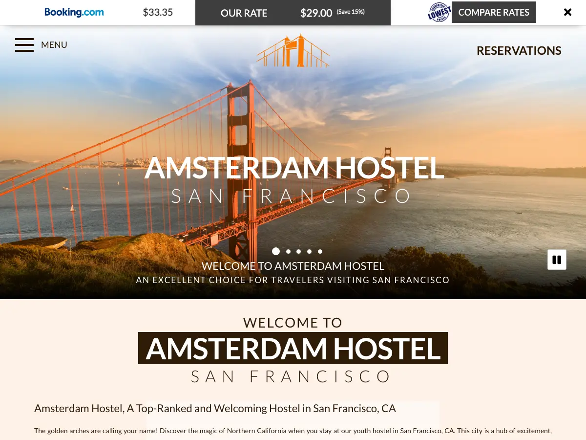 Amsterdam Hostel's website
