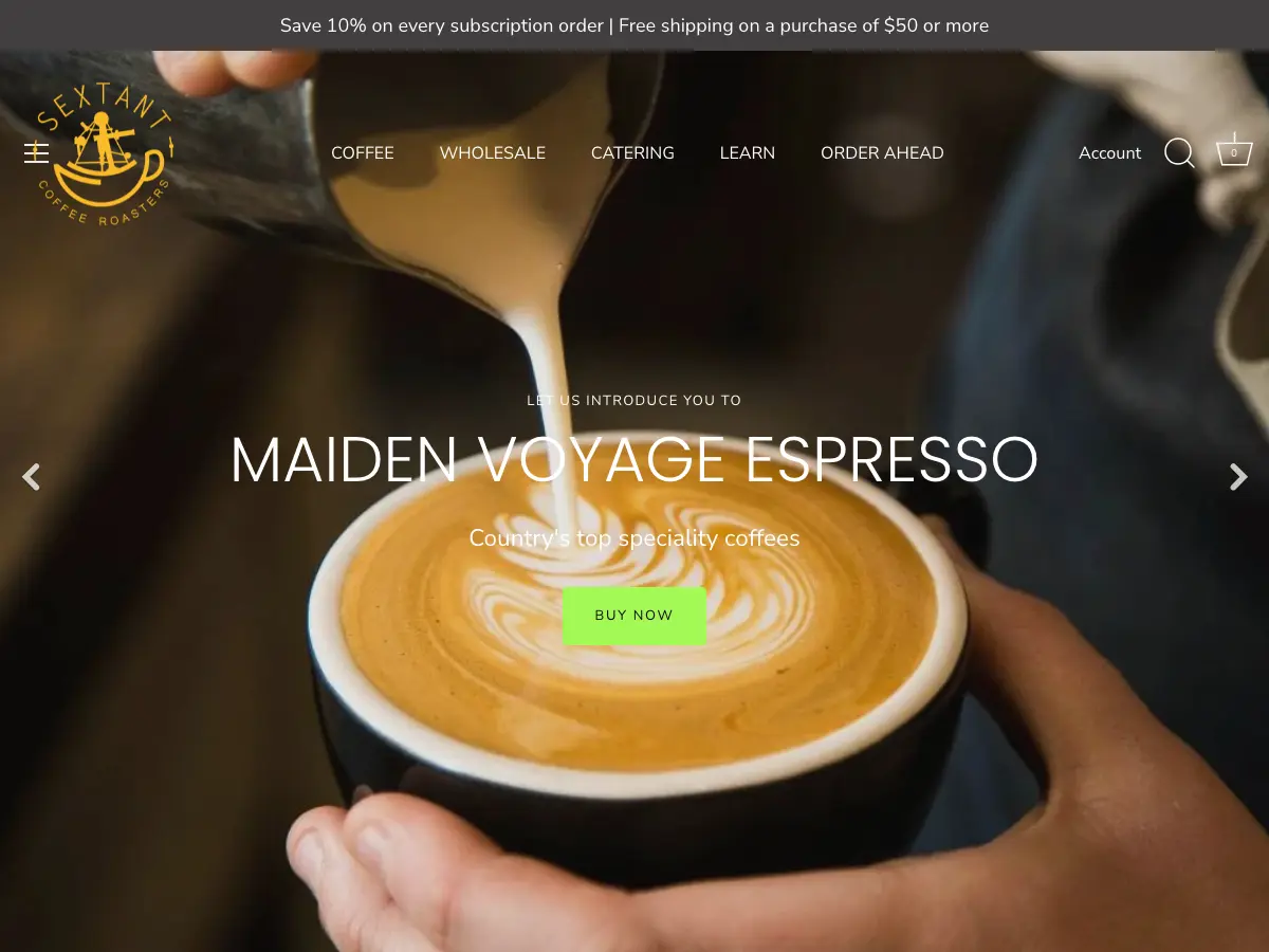 Sextant Coffee Roasters's website