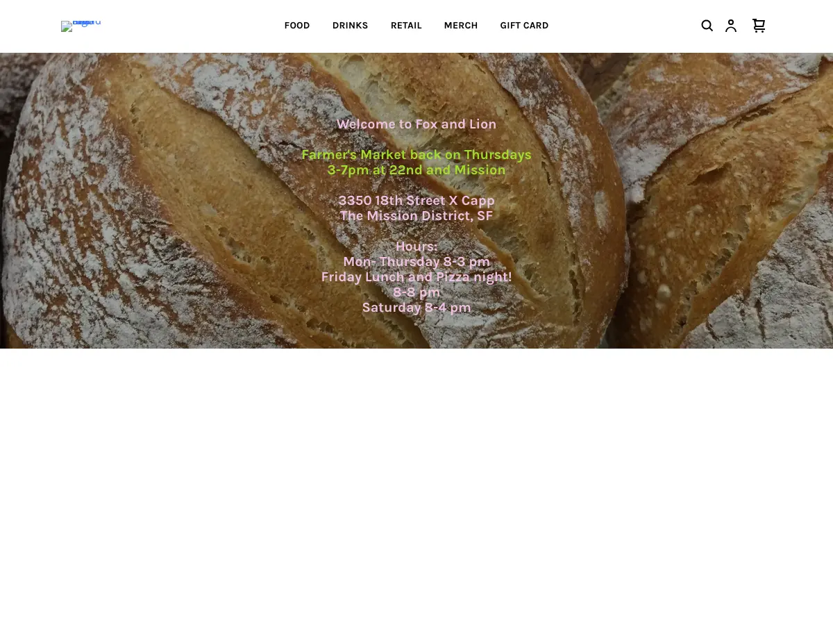 Fox and Lion Bread's website